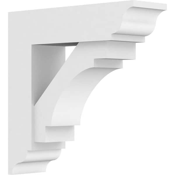 Ekena Millwork Standard Merced 3 in. W x 12 in. H x 12 in. D Signature Urethane Polyurethane Bracket With Traditional Ends