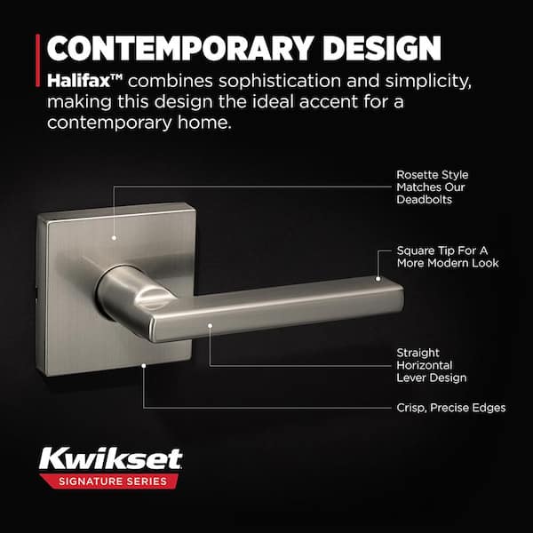 Kwikset Halifax Square Satin Nickel Hall/Closet Door Handle