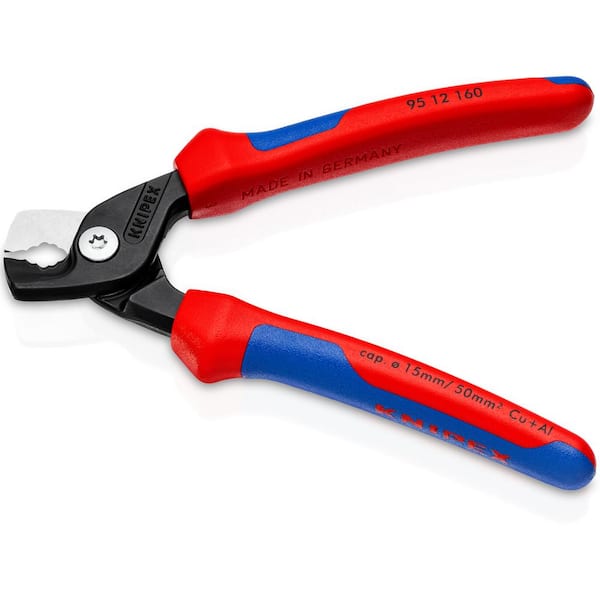 KNIPEX 95 41 165 - 3138 Cable Shears burnished, handles plastic coated,  with stripping function
