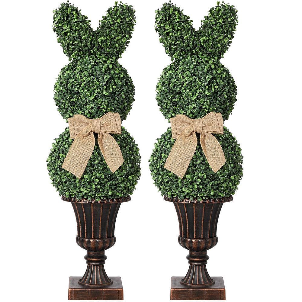 Faux Boxwood Topiaries Plant,39 in. /3.25 ft. Artificial Bunny Shaped ...