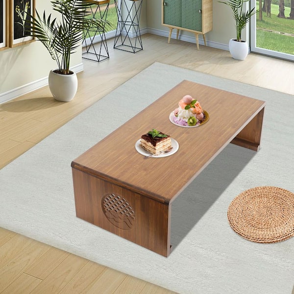 39.4 in. x 19.7 in. Bamboo Rectangle Coffee Table Other Wood Bamboo Portable Foldable Coffee Table
