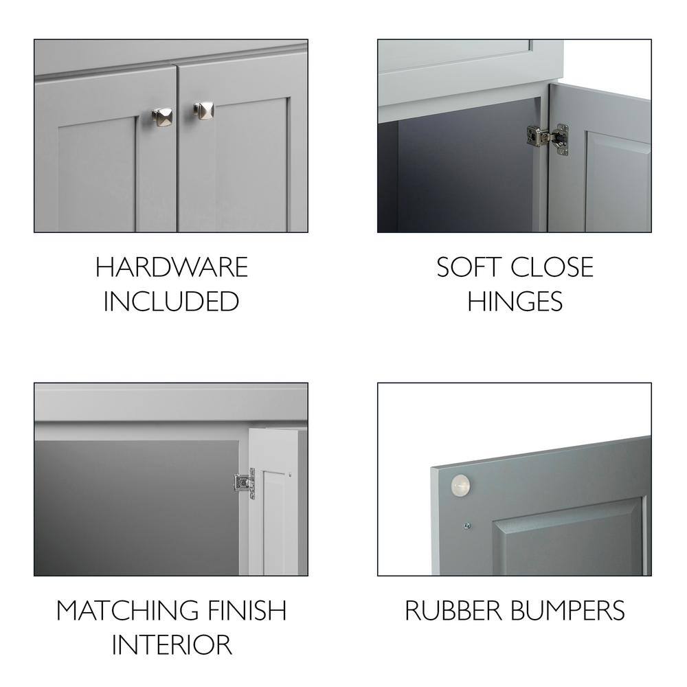 Brookings 30" Gray Solid Wood Bathroom Vanity Cabinet