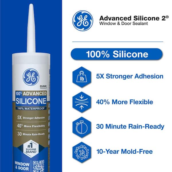 GE Advanced 2.8 oz. Clear Silicone 2-Window and Door Squeeze