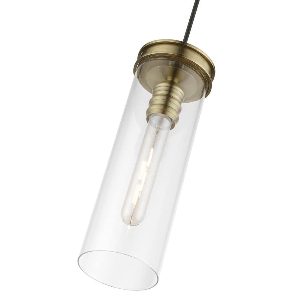 Antique Brass Mini Pendant with Clear Glass Shade