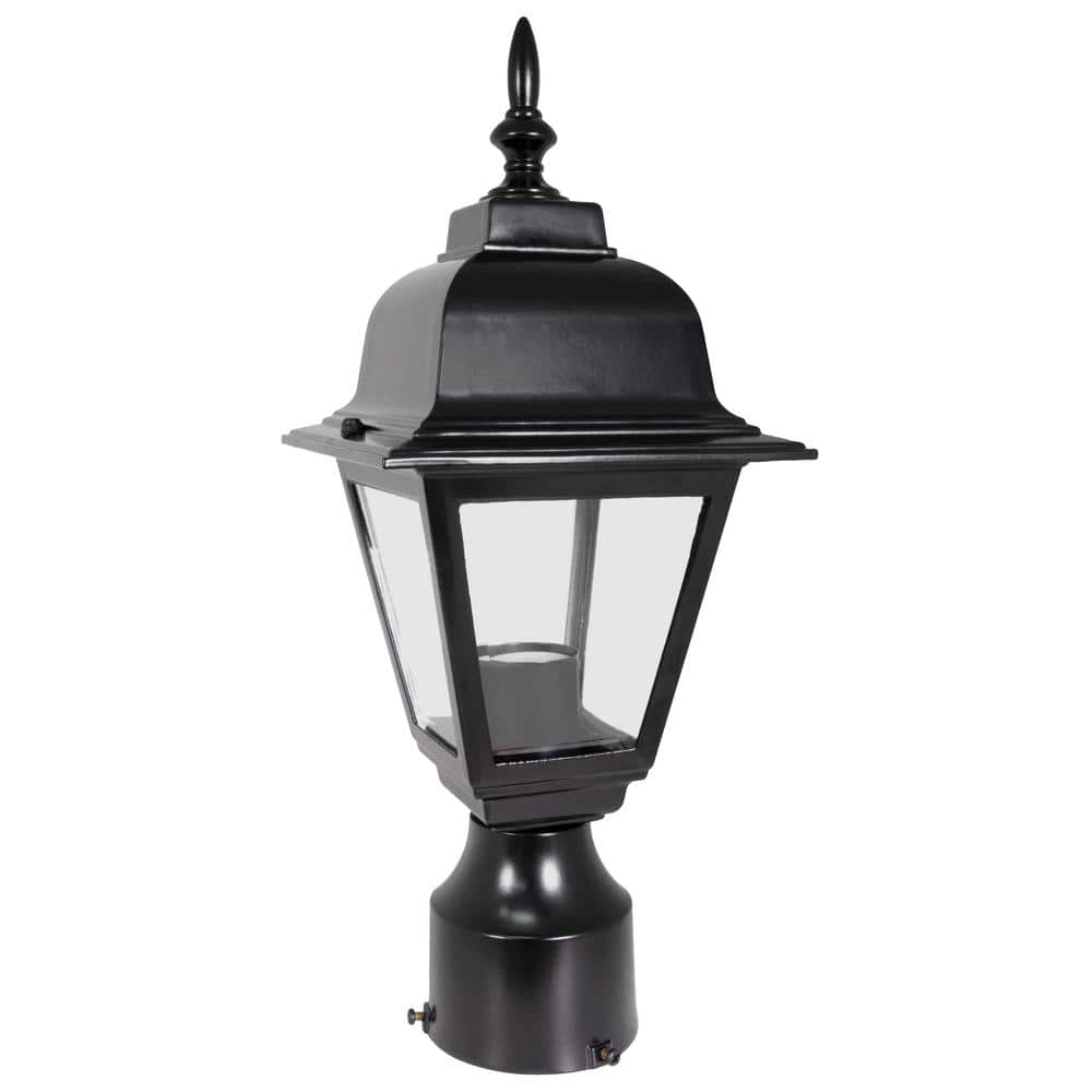 Maple Street Black Outdoor Post Light with Clear Glass