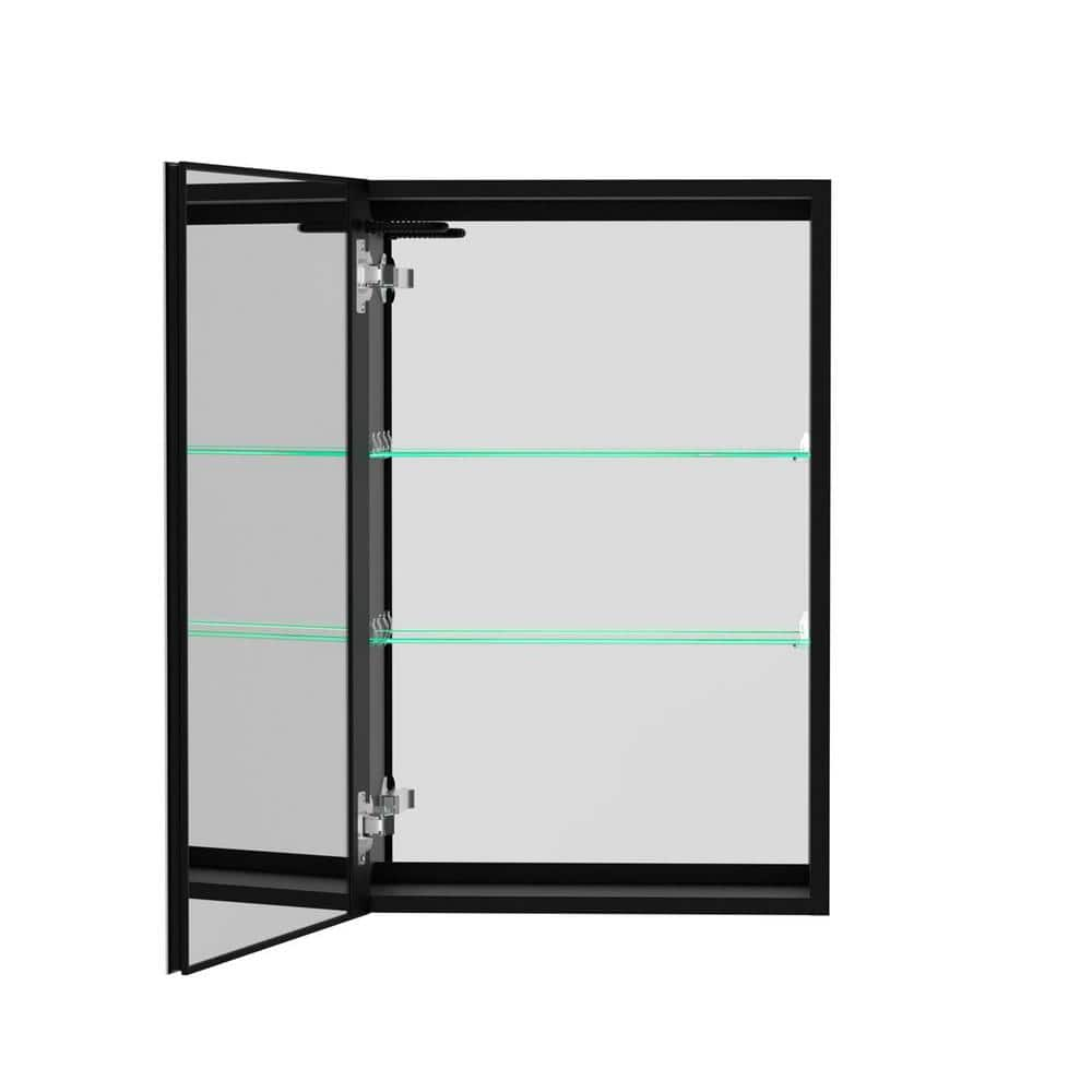 20 in. W x 30 in. H Rectangular Black Aluminum LED Anti-Fog Surface ...