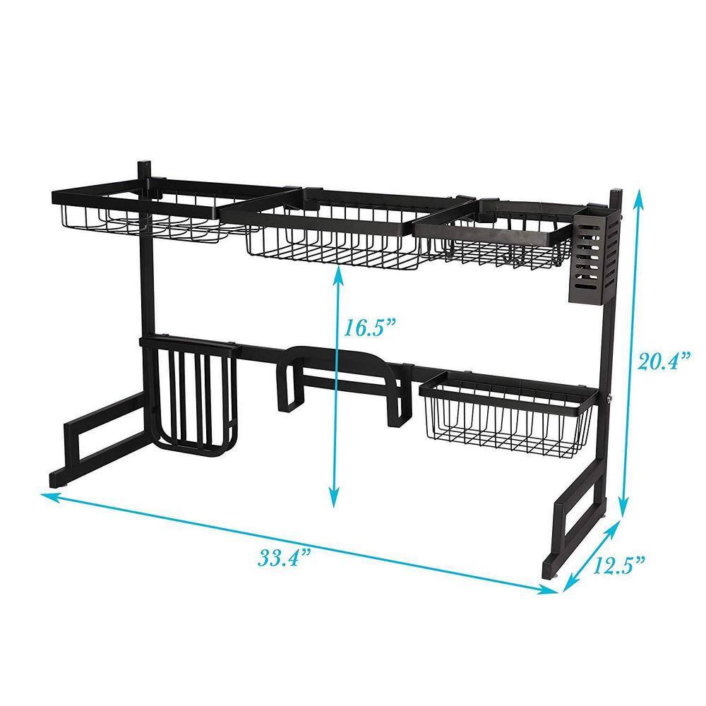 Stainless Steel Over-the-Sink Dish Drying Rack with Storage