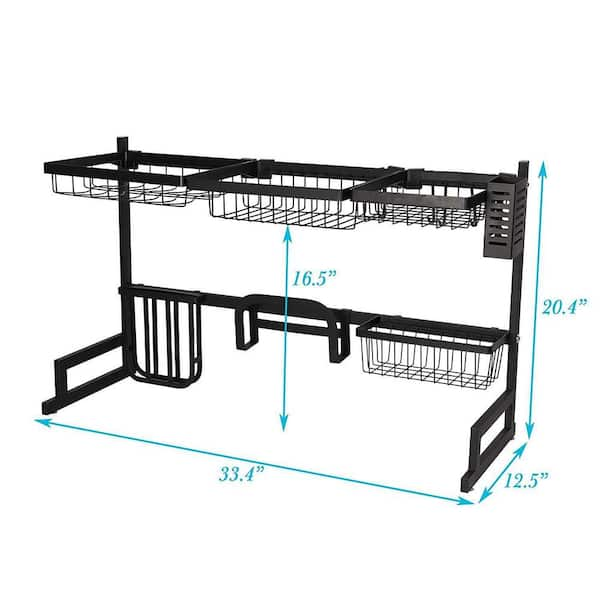 Siavonce Over The Sink Dish Drying Rack Stainless Steel Kitchen Supplies Storage Shelf Drainer Organizer, 35 x 12.2 x 20.4