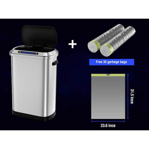 Hefty 12.8-Gallons Silver Plastic Touchless Kitchen Trash Can with Lid  Indoor in the Trash Cans department at