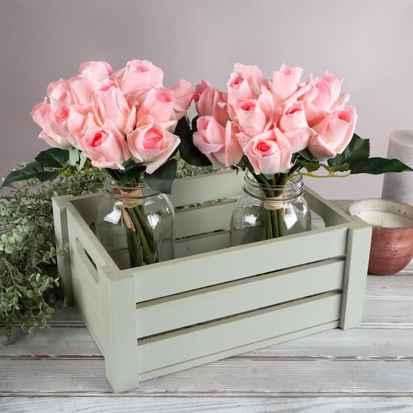 Pure Garden 11 .5 in. Pink Rose Artificial Flowers with Stems - 48-Piece Real Touch Fake Flower Set