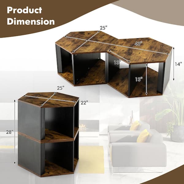 Excellent Solid Wood Hexagonal Storage End Table – Creative Bargains