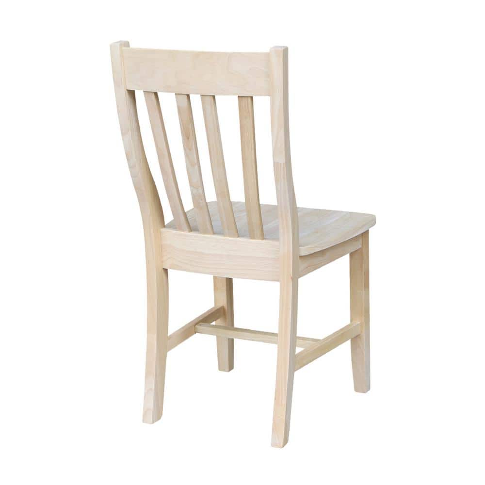 High Slat Ladderback Solid Wood Side Chair in White - Set of 2