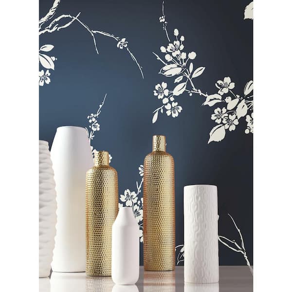 York Wallcoverings AF6581 Willow Branches Wallpaper White, Black, Gold