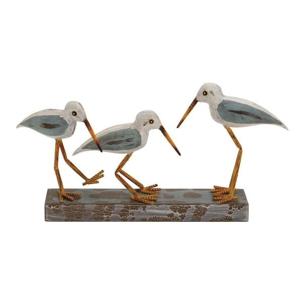 Litton Lane White Metal Bird Sculpture 92658 - The Home Depot