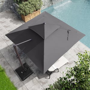 10 ft. x 10 ft. Double Top Cantilever Tilt Patio Umbrella in Dark Gray