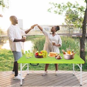 47 in. Green Rectangular Portable Folding Picnic Table Seats 6 People