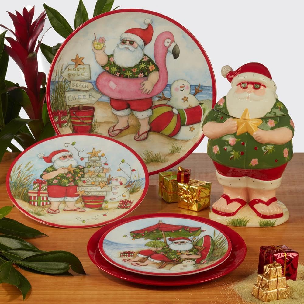 Santa's Wish Holiday Melamine Dinnerware Set, Service for 4