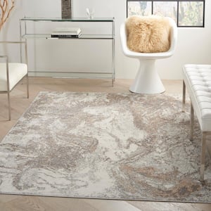 Elation Ivory Grey 4 ft. x 6 ft. Abstract Geometric Area Rug