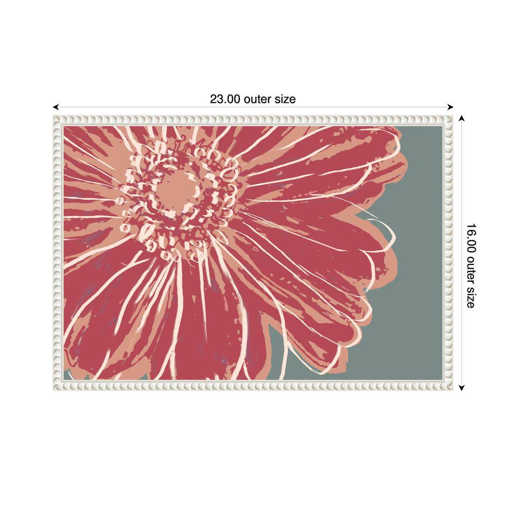 Flower Pop Sketch IV Red Canvas Print with White Floater Frame