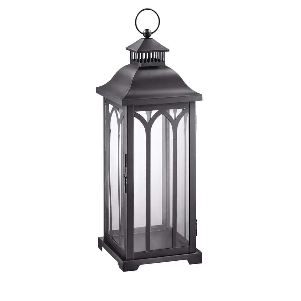 Hampton Bay 30 In Black Metal Lantern Hd16007xl The Home Depot