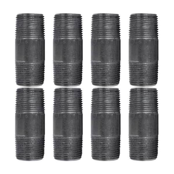 PIPE DECOR 3/4 in. x 2-1/2 in. Black Industrial Steel Grey Plumbing Nipple (8-Pack)