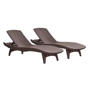Grenada Brown All-Weather Adjustable Resin Patio Chaise Lounger Set of 2