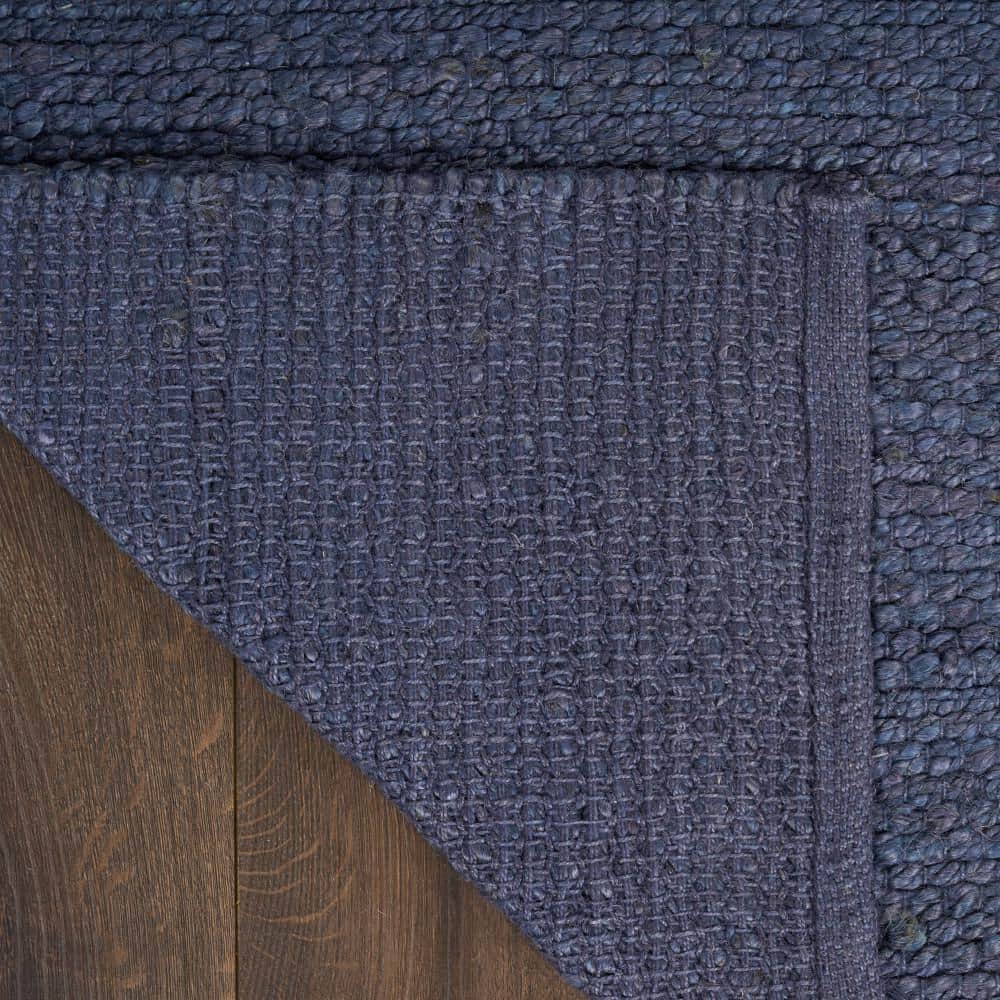 Handmade Navy Blue Natural Jute 4' x 6' Rectangular Rug