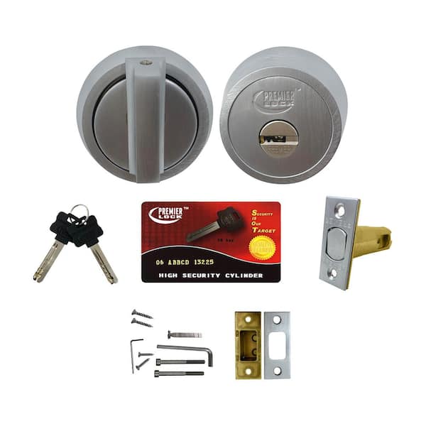 Premier Lock US26D Satin Chrome Finished Heavy-Duty High-Security Single Cylinder Deadbolt with 06 Keyway