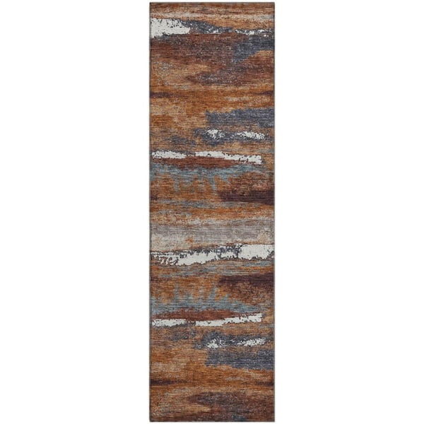 Addison Rugs Mayfield Premium Machine Washable Abstract AMF942 Copper 2 ft. 3 in. x 7 ft. 6 in. Runner Rug