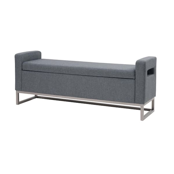 ARTFUL LIVING DESIGN Justo Wide Blue Storage Bench with Metal Legs 59.1 in.