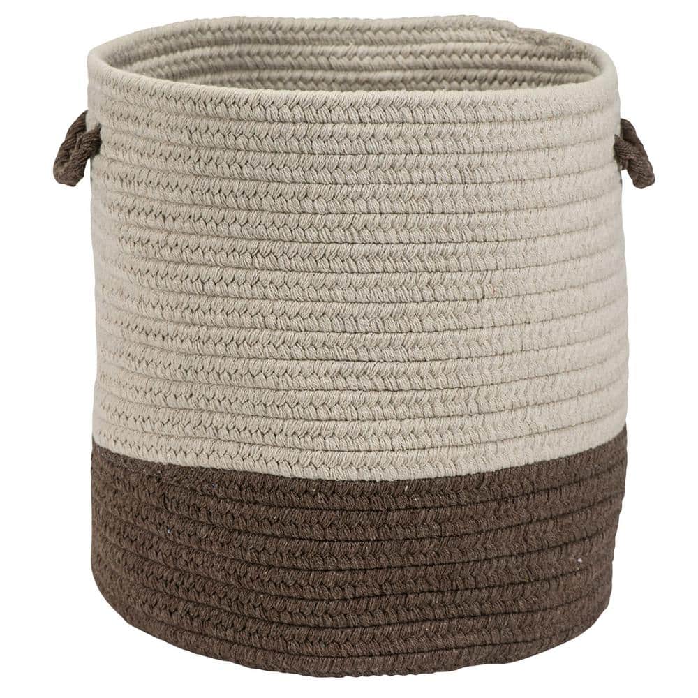 Sunbrella Caroline Round Indoor/Outdoor Basket Mink 11 in. x 11 in. x 7 in.