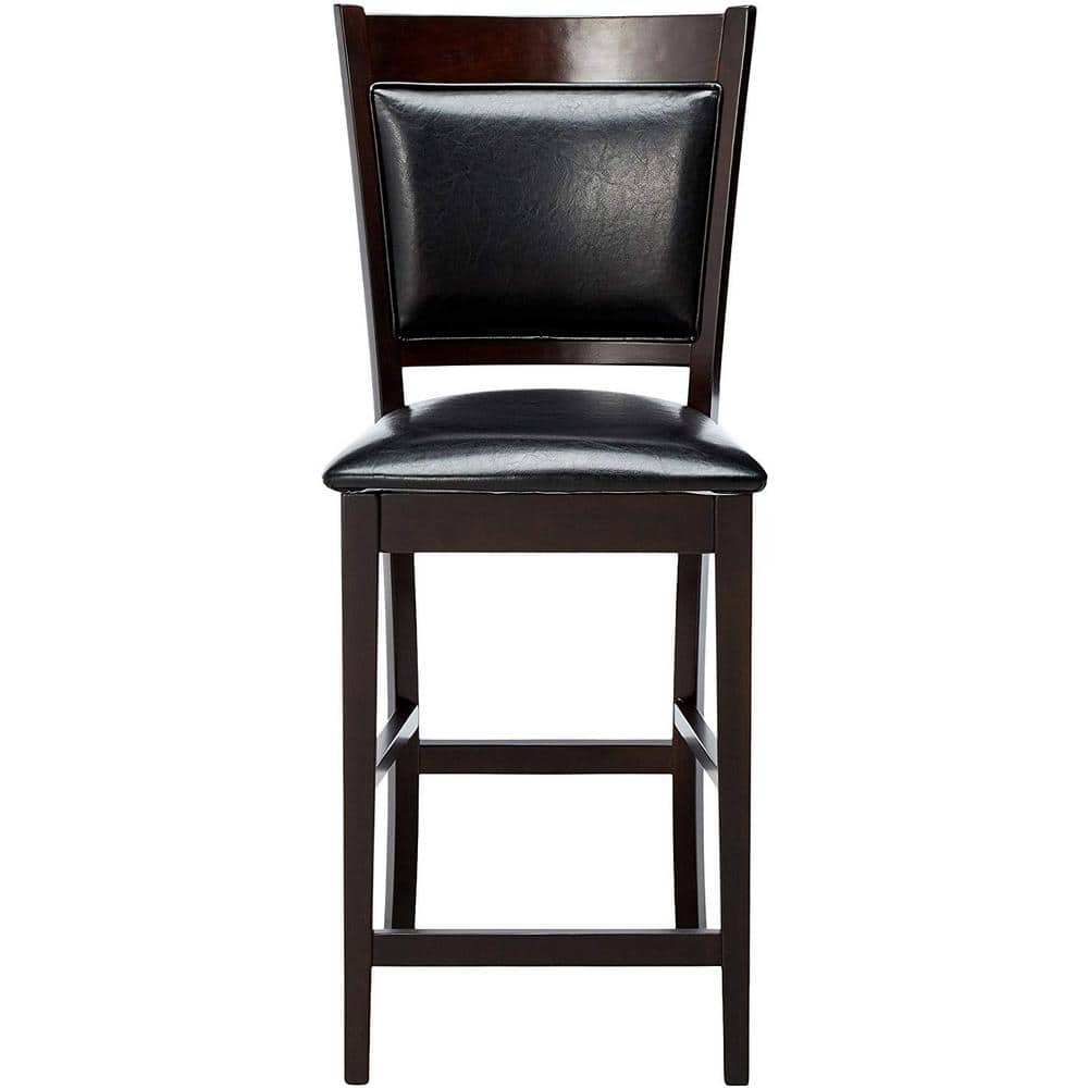 Espresso Brown Leather-Like Vinyl Counter Height Chair Set of 2