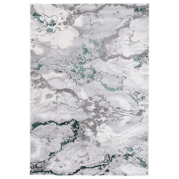 SAFAVIEH Craft Gray/Green Doormat 3 ft. x 5 ft. Marbled Abstract Area Rug