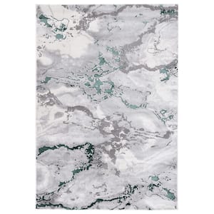 Craft Gray/Green 5 ft. x 8 ft. Marbled Abstract Area Rug