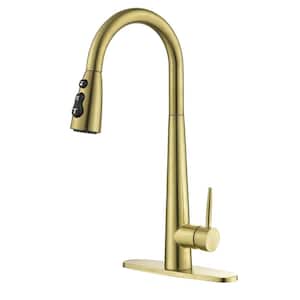 Jackson Kitchen Faucet Pull Down Sprayer High Arc Single Handle Kitchen Sink Faucet, Gold