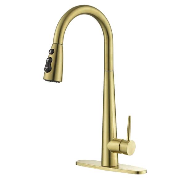 Utopia 4niture Jackson Kitchen Faucet Pull Down Sprayer High Arc Single Handle Kitchen Sink Faucet, Gold