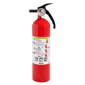 Basic Use Fire Extinguisher with Easy Mount Bracket & Strap, 1-A:10-B:C, Dry Chemical, One-Time Use, 2-Pack