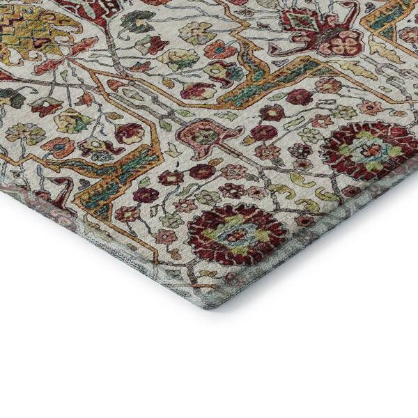 Mayfield Premium Machine Washable Abstract AMF1132 Ivory 3 ft. x 5 ft. Area Rug