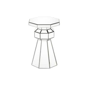 Meria 16 in. Mirroed Short Pedestal Wood Top End Table