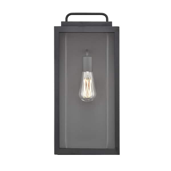 Gallatin 19.2 in. 1-Light Textured Black Outdoor Hardwired Transitional Wall Sconce with Clear Glass