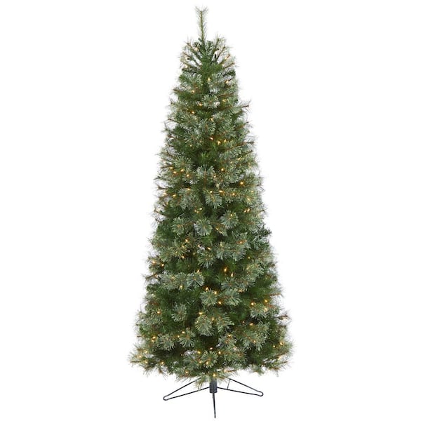 Nearly Natural 6.5 ft. Pre-lit Cashmere Slim Artificial Christmas Tree with 350 Warm White Lights