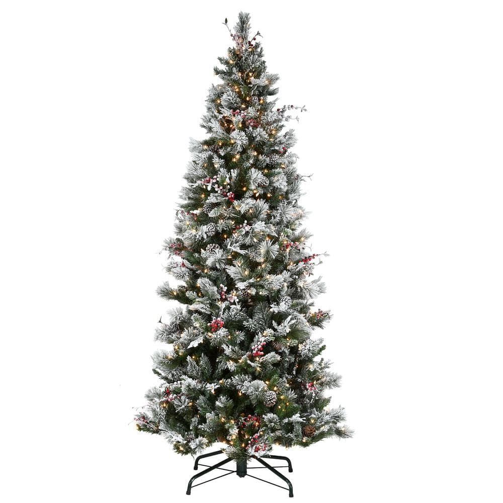 2022 Christmas Stell Steam National Tree Company 9 Ft. Snowy Bedford Pine Artificial Christmas Tree  With 700 Clear Lights And Powerconnect Sbe1-310P-90