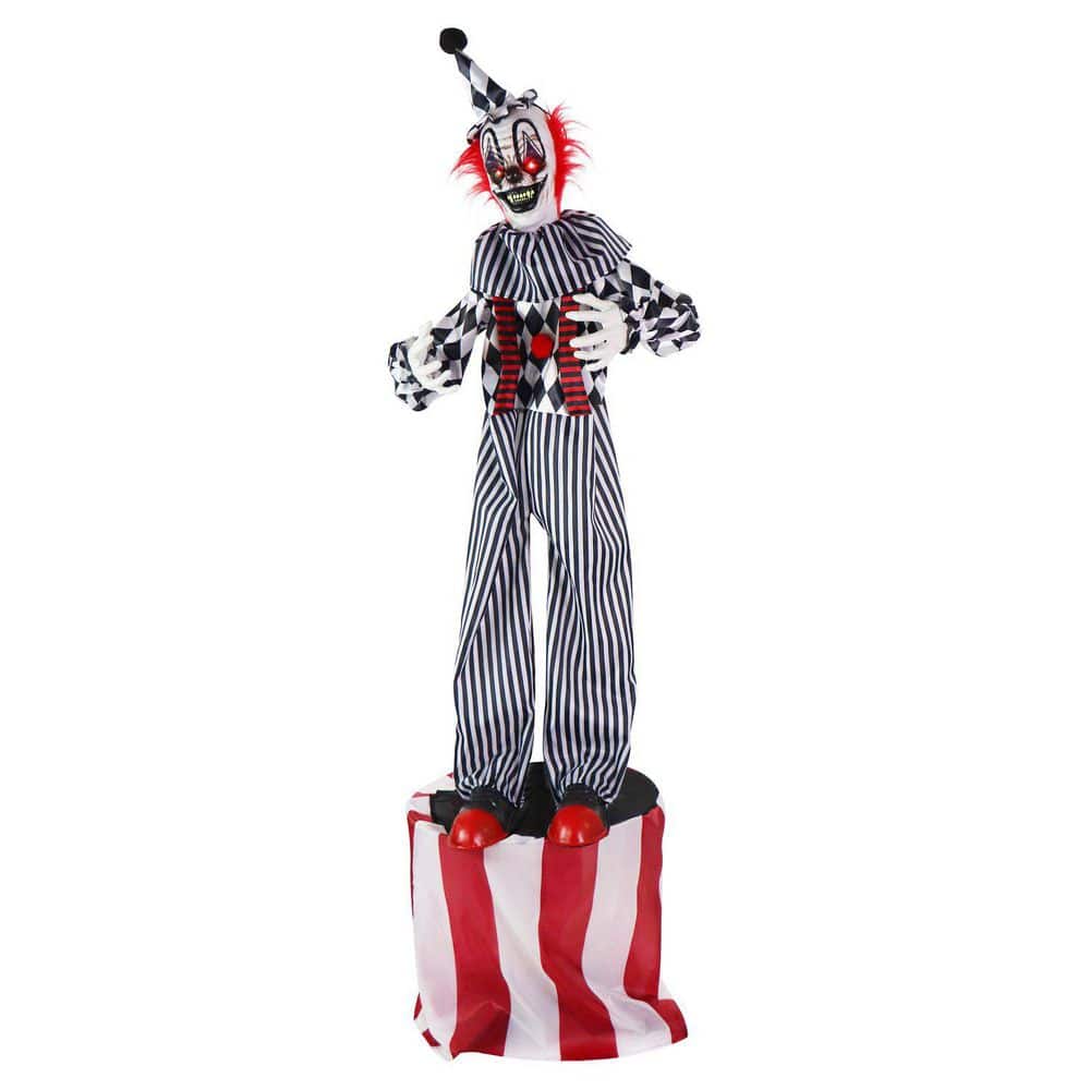 5.9 ft. Animatronic Talking Clown on a Stage with Movement and Light-Up Eyes for Scary Halloween Decoration price history on PriceWatchPro
