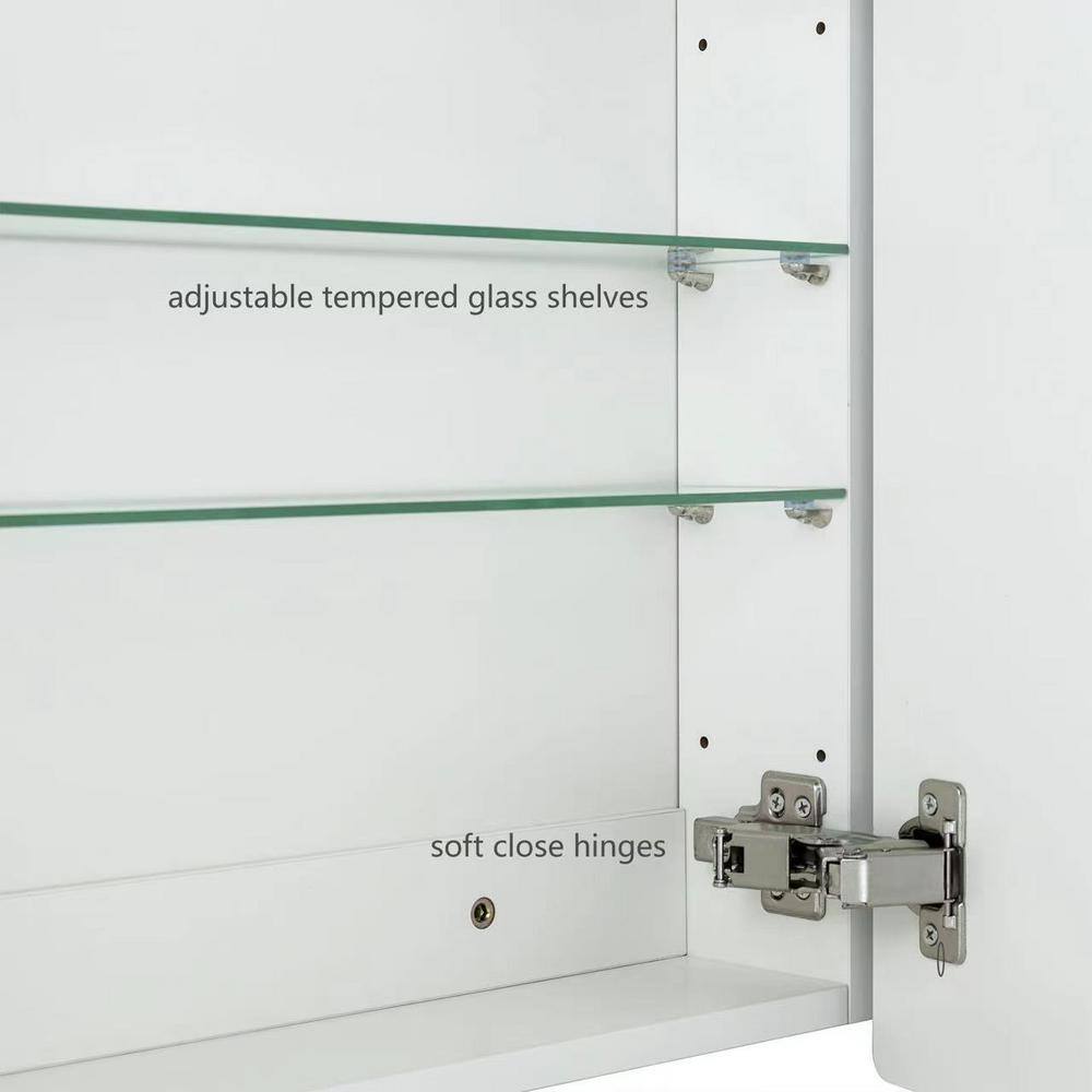 White Frameless Rectangular Medicine Cabinet with Mirror, 20 x 30 inches