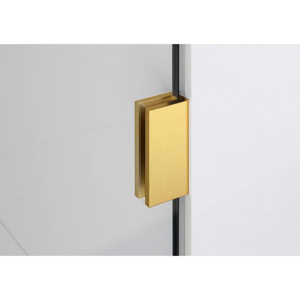 Satin Brass Frameless Glass Shower Enclosure with Hinged Door