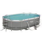 Power Steel 16 ft. x 10 ft. Metal Above Ground Swimming Pool Set with Pump