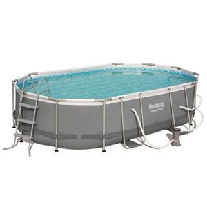 Power Steel 16 ft. x 10 ft. Metal Above Ground Swimming Pool Set with Pump