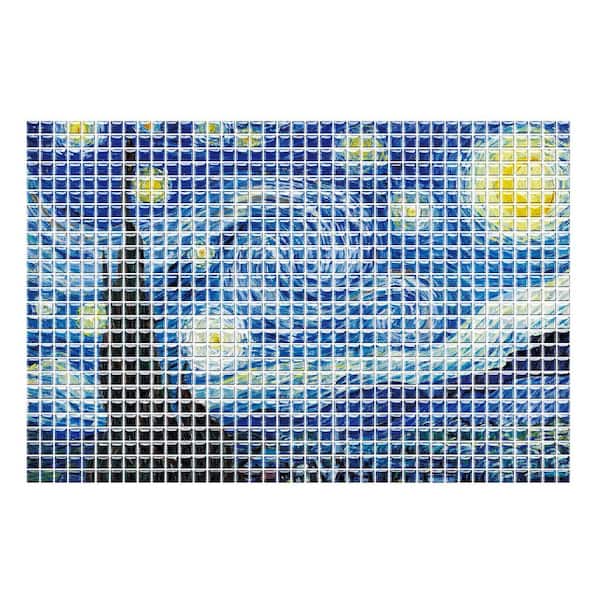 10 in. x 10 in. x 0.04 in. DIY Peel and Stick Wall Sticker, Blue Decorative Wall Tile, Waterproof Vinyl Wall Art, 6-Pack