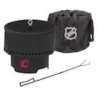 The Ridge NHL 15.7 in. x 12.5 in. Round Steel Wood Pellet Portable Fire Pit with Spark Screen, Poker - Calgary Flames