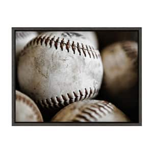Sylvie "Vintage Softball Close Up" by Saint and Sailor Studios Sports Framed Canvas Wall Art 24 in. x 18 in.